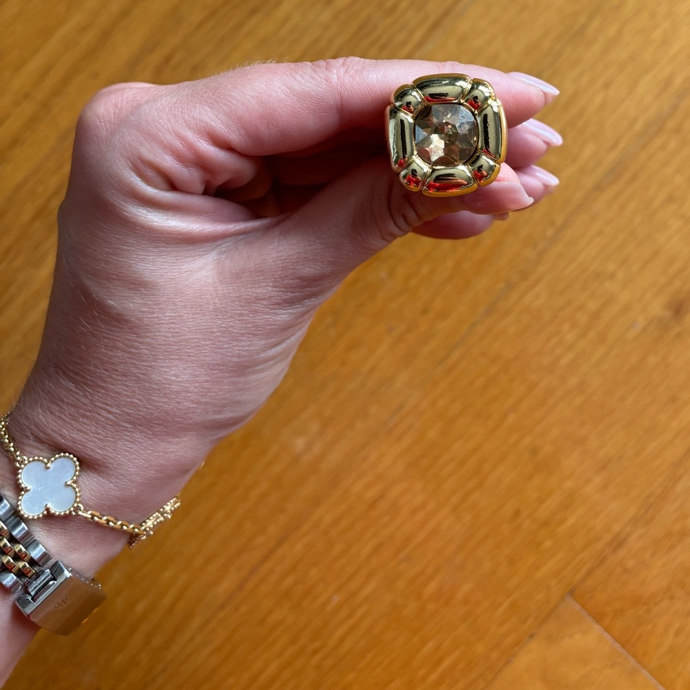 DULCIS COCKTAIL Statement square Gold RING, Size 9 - Picture 7 of 14